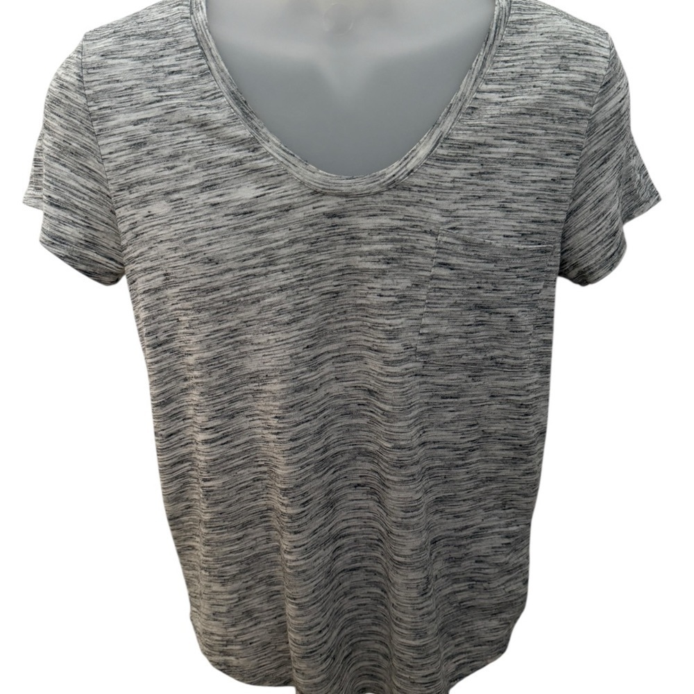LOFT by Ann Taylor Grey Speckled Short Sleeve Top Women M Medium